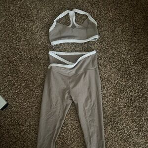 Spacedye Outlines High Waisted Midi Legging in Birch & Cloud White SET